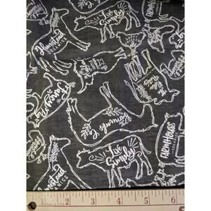 Precut 1 Yard Rustic Pantry Farmhouse Fabric Cotton Horse Pig Chicken Organic